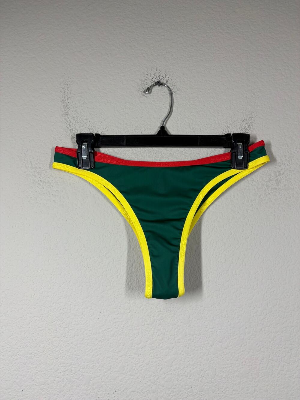 Casablanca Small Jersey Bikini Bottom Swimwear Green Yellow Beachwear Stretch